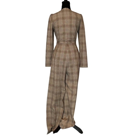 ANTONIO MELANI Plaid Wrap Jumpsuit Long Sleeve Belted Wide Leg Women Size 2 - Picture 3 of 7
